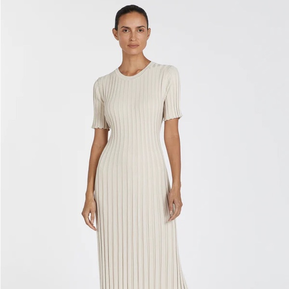 DISSH ADA STONE SHORT SLEEVE MIDI DRESS Sz large